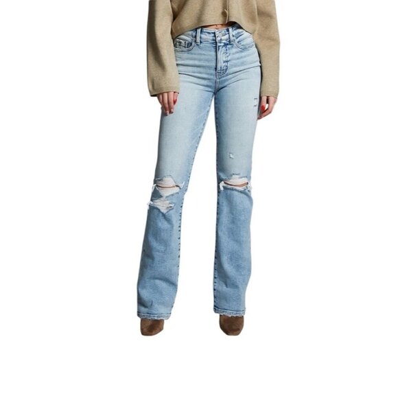 Buckle Black Light Blue Fit No 75 High Rise Shaping Distressed Bootcut Jeans 28 - Picture 1 of 11